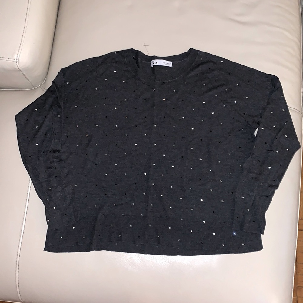Zara Black Blouse with Silver Accents